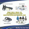 Black rubber power steering boot with ribbed texture and metallic ends for engine crankshaft seal on dodge ram 1500