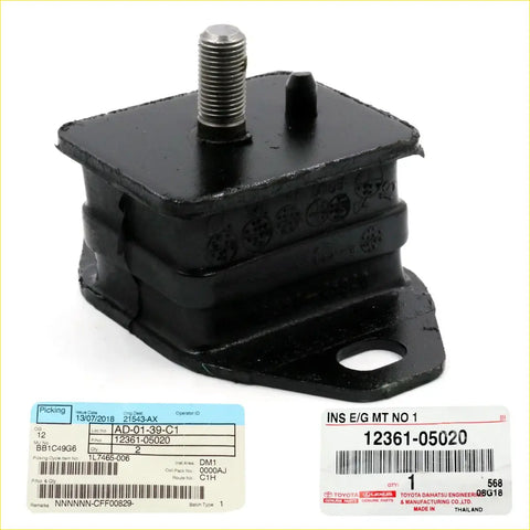 Black rubber engine mount with threaded metal bolt for toyota hilux 5gen 1988-1997 support