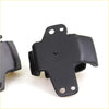 Black rubber engine mount with molded flanges and pre-drilled holes for nissan datsun d21 1986-1999 back side