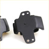 Black rubber engine mount with molded mounting flanges and bolt holes for nissan d21 navara 1985-1999 back side