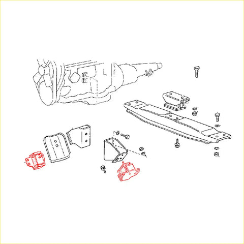 Black and red metal engine mount assembly diagram for nissan datsun 720 dx2wd 4wd sd23 sd25 1980-1986