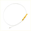 Yellow-handled medical needle guide with thin metal wire and pointed tip used as engine oil dipstick for toyota land cruiser