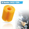 Bright yellow cylindrical engine oil filter with ribbed exterior and central opening for toyota tundra use