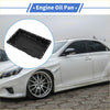 Black steel engine oil pan for toyota reiz 2005-2007 with reinforced edges and mounting holes shown from back side