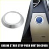 Silver metallic engine start stop button cover designed to fit over blue power button for toyota 80 series dashboard