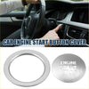 Silver metallic engine start stop button cover with engraved text for toyota alphard 30 series 2015-2020