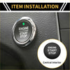 Chrome finished engine start stop button switch knob cover for toyota tacoma with black center and green indicator light