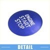 Blue circular engine start stop ignition button cover with white engraved text for toyota tacoma 2016-2021