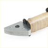 Silver metal cutting blade with textured edge and black clamps on beige handle for Tohatsu Nissan exciter coil