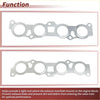 Silver metallic exhaust manifold header gasket set with four circular openings for Toyota SCP92-BEXEK 2005-2012
