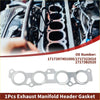 Silver metallic exhaust manifold header gasket with four circular openings and mounting tabs for toyota scp92-bexek