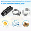Black cylindrical tailpipe protector with metallic clamps for exhaust muffler tip set on toyota 4runner 2018-2021 back side
