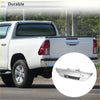 Chrome finished rear view of silver tone exterior door tailgate handle for toyota hilux revo 2015-2023