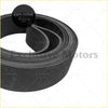 Black rubber fan belt with ribbed texture coiled in a tight spiral for ford ranger everest mazda bt-50 p5at 3.2l