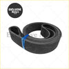 Black rubber v-belt with ribbed texture secured by blue tie for ford ranger everest mazda bt-50 p5at 3.2l fan belt