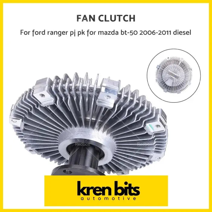 Silver metallic fan clutch with radial fins and mounting brackets for ford ranger pj pk mazda bt-50 2006-2011 diesel models