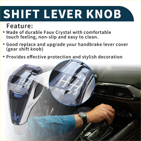 Clear faux crystal 5 speed gear shift knob with led light and polished chrome accents for toyota 4runner