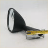 Black convex fender mirror for Nissan Datsun Bluebird coupe with sleek curved housing and metallic bracket back view