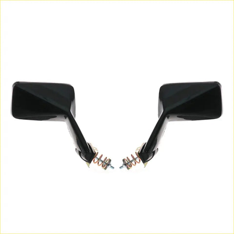 Black glossy rectangular fender mirror set with spring-mounted hardware for Nissan Datsun Fairlady-Z S30 69-78 back view