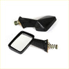Black plastic fender side-view mirrors with rectangular reflective surface and spring-loaded hinges for mazda rotary cars