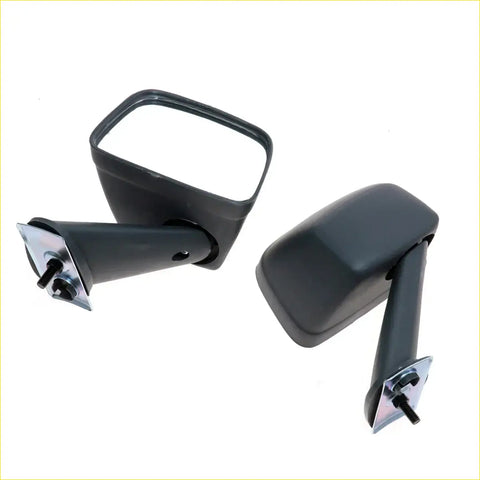 Black plastic fender side-view mirrors with chrome brackets for mazda rotary luce 1500 1800 mark i ii 929 rx-4 72-79
