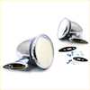 Chrome-finished vintage-style fender mirror with rounded reflective surface and matching mount for mazda rx2 rx3 rx4 rx5 cosmo sport