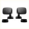 Black plastic fender side-view mirrors with matching mounting brackets for toyota hilux 1978-1983 shown from the back side