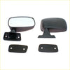 Black plastic fender mirror assembly with rectangular reflective surface and mounting brackets for toyota hilux 1978-1984