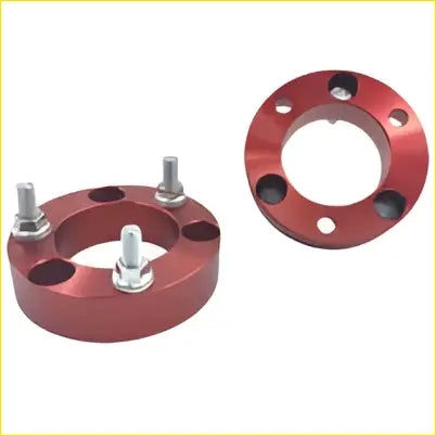 Red metallic wheel hub adapter set for dodge ram 1500 4wd and mitsubishi raider 45mm lift front coil spacer