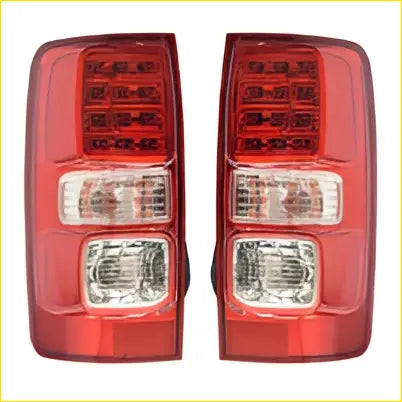 Red led taillights with clear lens and chrome trim fit for holden colorado rg 2012-2019 pair lh and rh back view