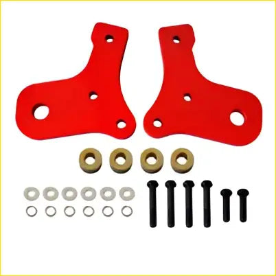 Red metal front recovery tow point brackets with black bolts and silver washers fit for toyota landcruiser 70 series