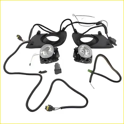 Black led fog light spot driving lamp kit with clear lenses and coiled wiring fit for mazda bt50 ute back view