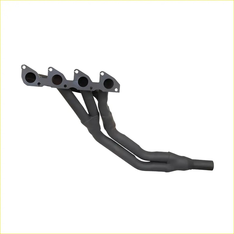 Black metallic exhaust manifold for ford courier triton pajero 2.6l with four circular inlets and tapered outlet