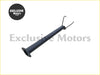 Black metal ford ranger px3 muffler delete straight pipe exhaust with flared end and two hook-like protrusions back view