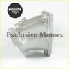 Silver metallic ford sierra cosworth manifold with textured cast metal and angular design for twin DHLA DCOE carbs