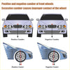 Light purple bmw sedan with kidney grille showing front alignment camber caster adjusting bolt kit details