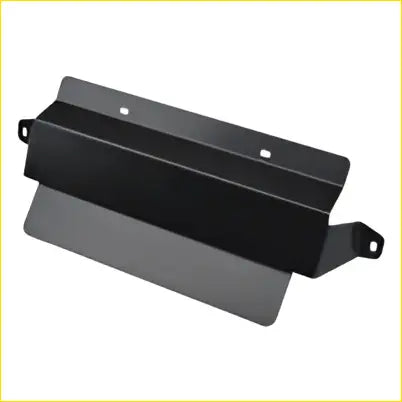 Black metal mounting bracket with sleek angular design and two side tabs for secure attachment on toyota landcruiser bash plate