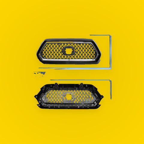 Front Bonnet Bumper Grille for Toyota Tacoma (2019-2020) Chrome Silver Tone