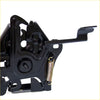Black metal front bonnet latch for Mazda Bravo B2000 B2200 B2600 with gold-colored spring from the back side view