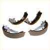 Set of four metallic front brake shoes with brownish gray friction material for toyota hilux 2008-2016