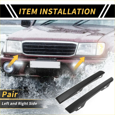 Black plastic fog light covers for front bumper grille headlight filler fit left and right sides for toyota tacoma
