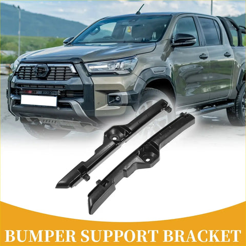 Front bumper support bracket pair made of black plastic for toyota hilux 2005 2009 shown from back side