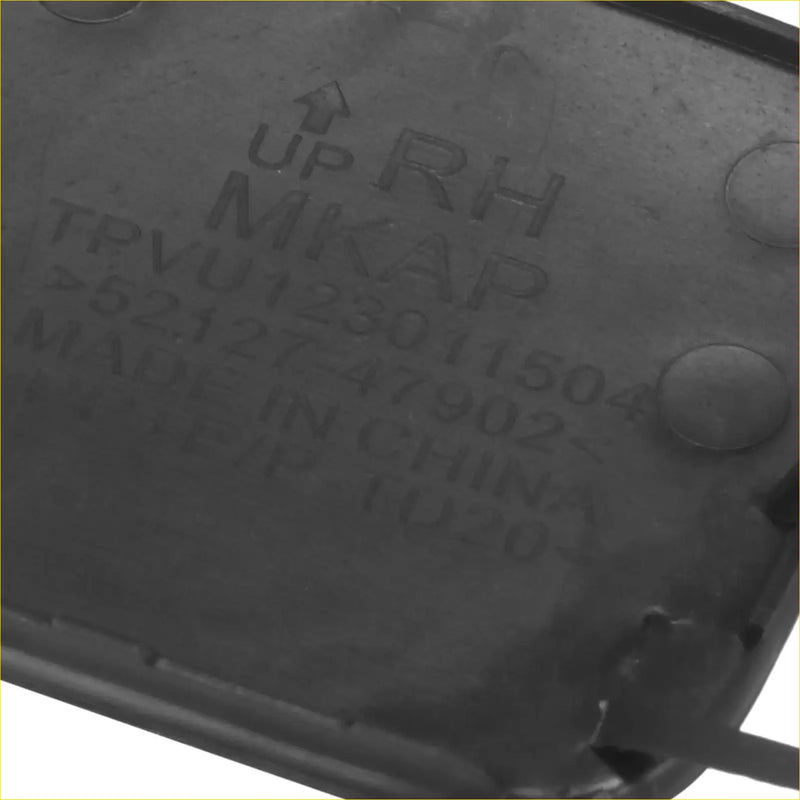Black plastic mikar tpu0123071504 sensor housing with engraved markings for toyota prius v front bumper tow hook cover back side