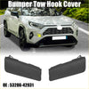 Black plastic front bumper tow hook cover for toyota rav4 2013-2018 shown from the back side