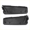 Black plastic rearview mirror cover with molded tabs and embossed part number markings shown from the back side