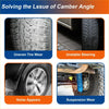 Black rubber tires with deep treads showing uneven wear caused by front camber alignment bolt for toyota landcruiser