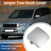 Silver textured front car bumper tow hook cover for Toyota Rav4 2009-2011 shown from the back side