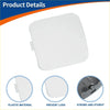 White plastic front car bumper tow hook cover with rounded edges and tab for toyota rav4 2009-2011