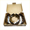 Front disc brake shoes kit for toyota hilux 2wd 2008 with three metallic dark worn shoes in an open cardboard box