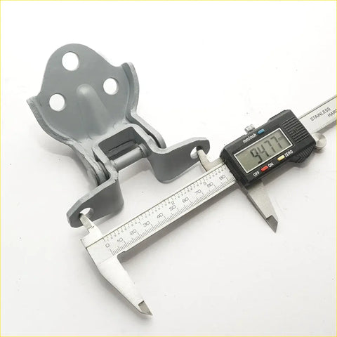 Gray metal front door hinge for mitsubishi fto coupe 1994-2000 with three mounting holes and central pivot mechanism